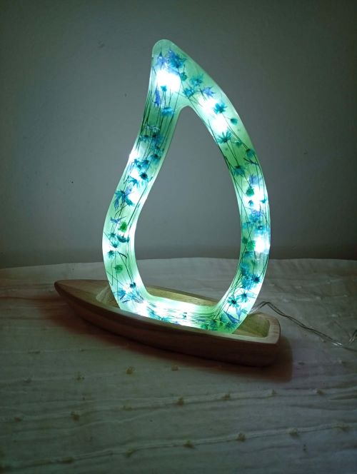 Lampa z pryskyřice - Modrozelená