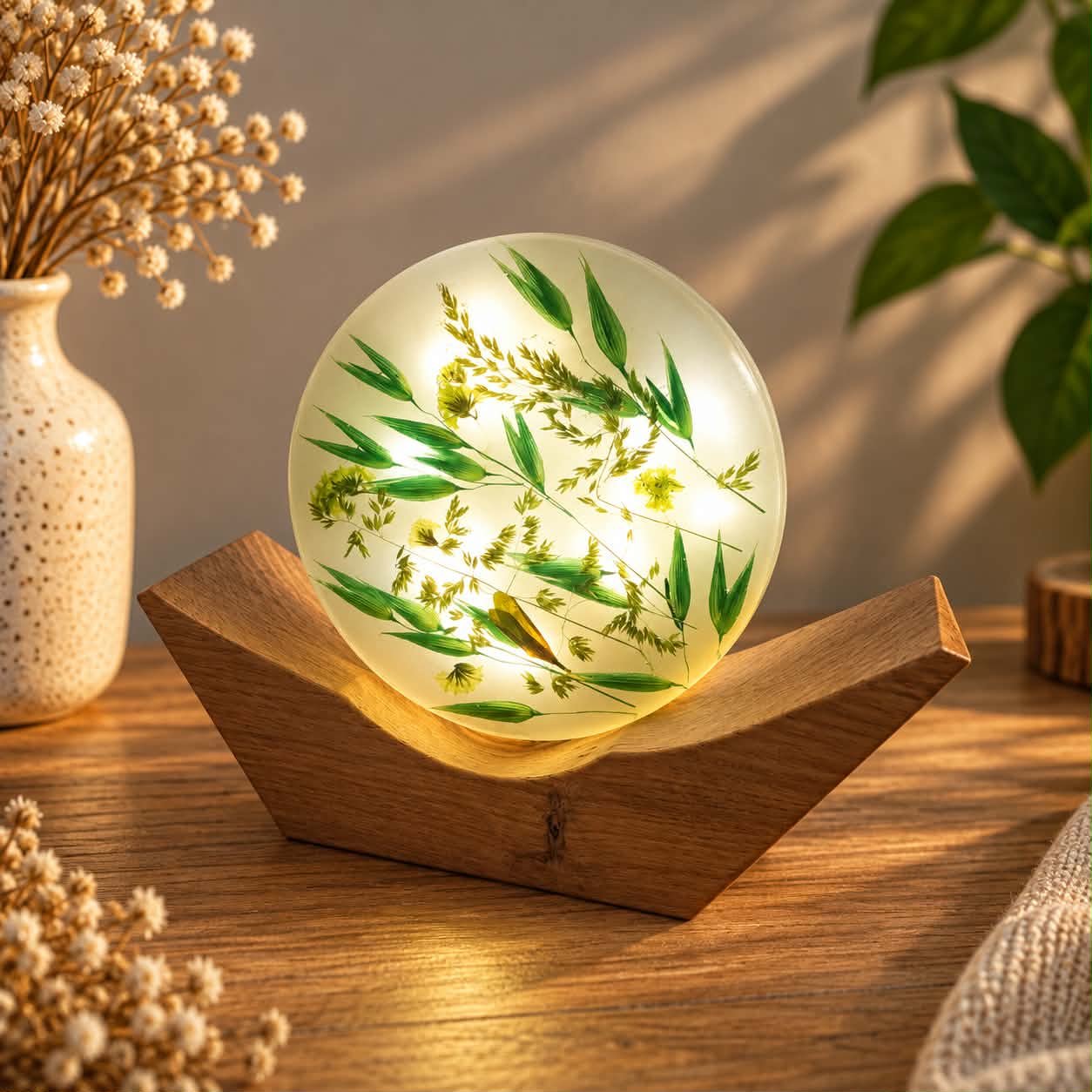 Lampa z pryskyřice -Loďka klásky
